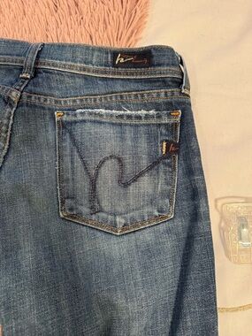 Citizens of Humanity - Women’s Blue Denim Jeans with Signature Pocket Stitch